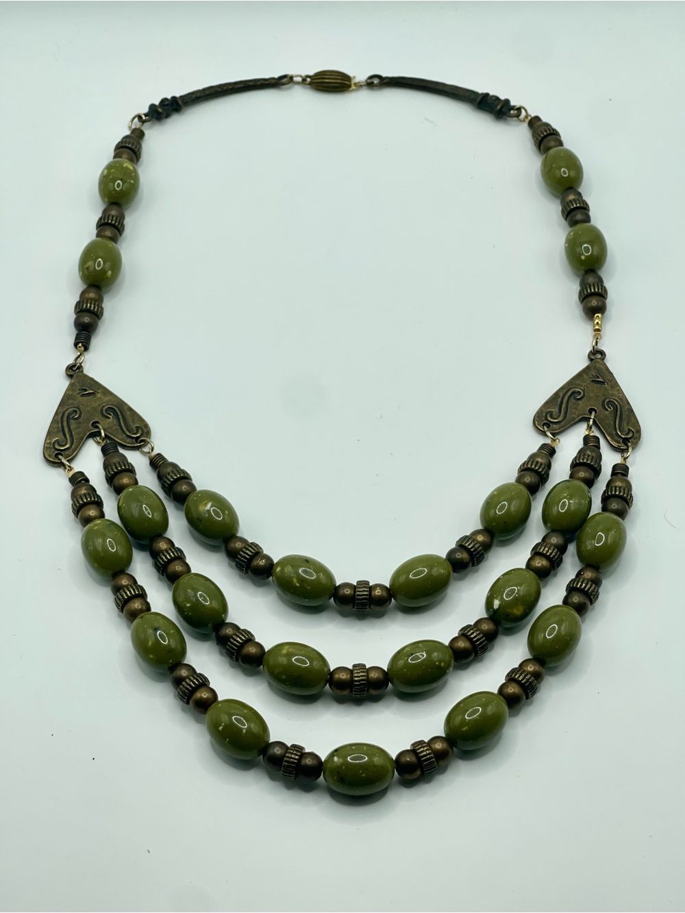 Olive Green Multi-Strand Beaded Necklace Fall - Women Jewelry